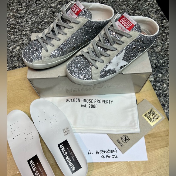 Golden Goose Shoes - Golden Goose Glitter Super-Star Sabots
